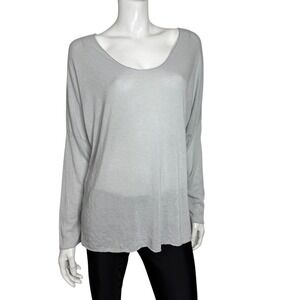 4/$40 Women’s Silver Metallic Knit Scoop Neck Oversized Shoulder Sweater Top